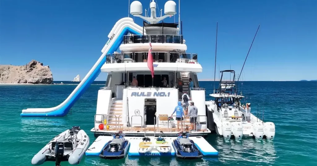 Charter superyacht Rule No 1 with FunAir Yacht Slide and Jet Ski Dock