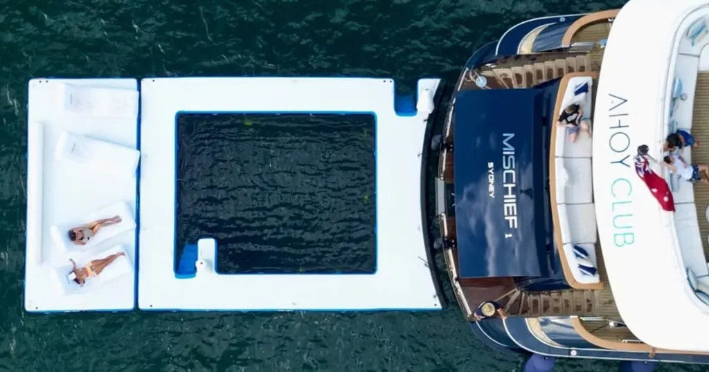 FunAir FunFlex Sea Pool and Swim Platform Extension on charter superyacht MY Mischief