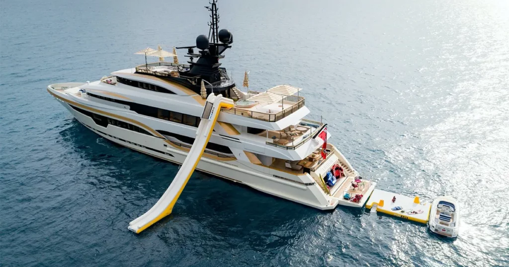 Inflatable Yacht Slide and Dock on Motor Yacht Taiba