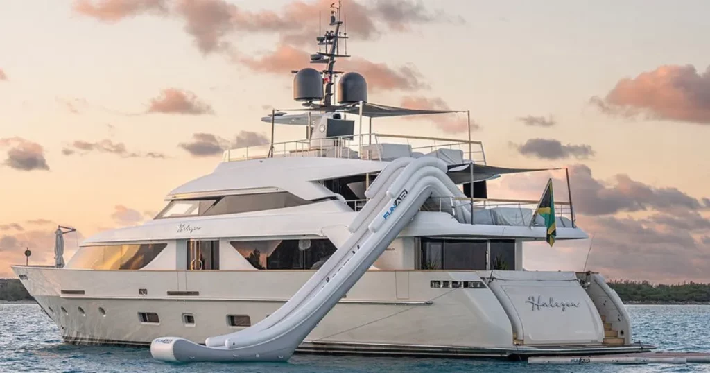 The FunAir Inflatable Yacht slide on Motor Yacht Halcyon