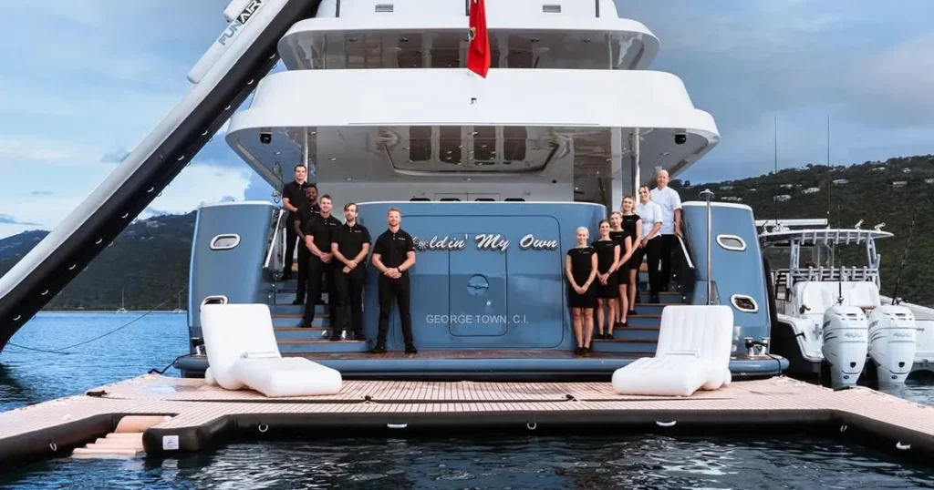 The custom FunAir Sea Pool and Yacht Slide on charter superyacht Holdin' My Own