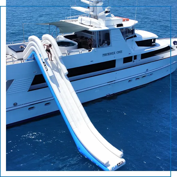The FunAir Yacht Slide on charter superyacht Phoenix One