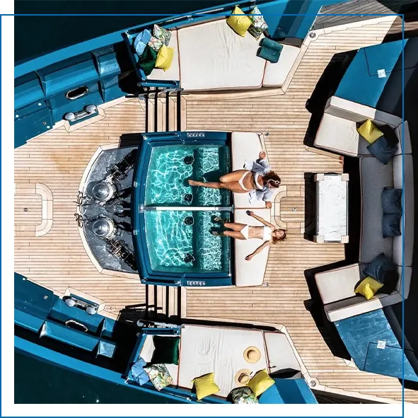 Charter-guests-enjoying-one-of-the-sun-decks-on-superyacht-King-Benji