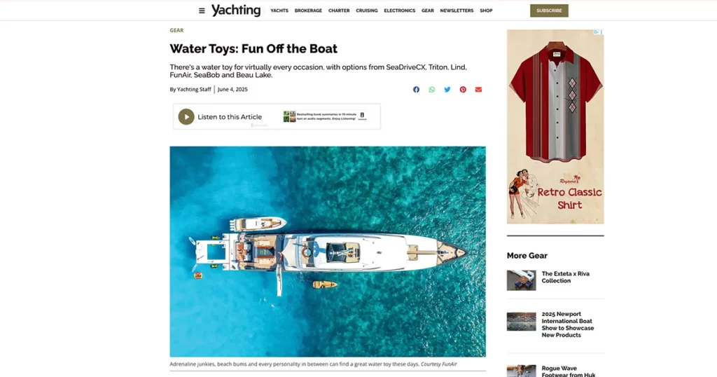 Yachting Magazine The FunAir Shaded Oasis superyacht inflatable
