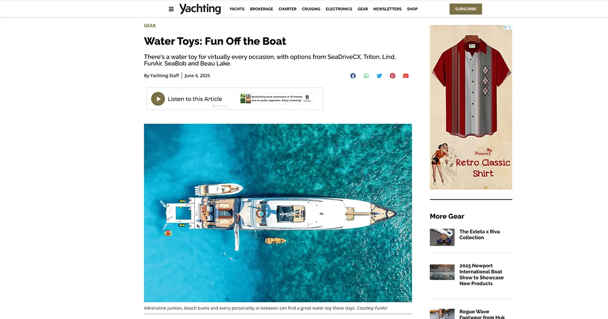 Yachting Magazine The FunAir Shaded Oasis superyacht inflatable