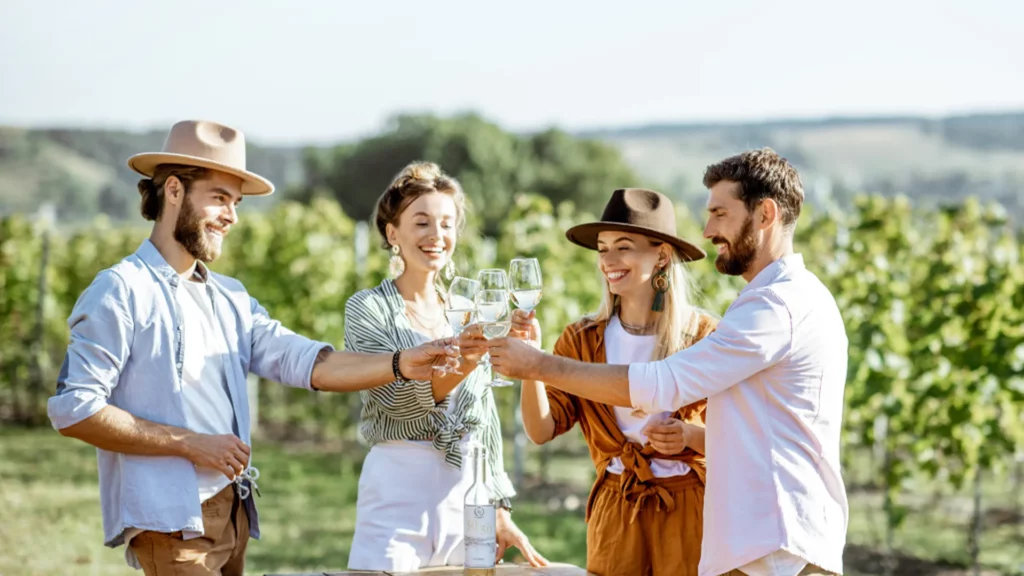 charter superyacht crew enjoying a south of france vineyard visit