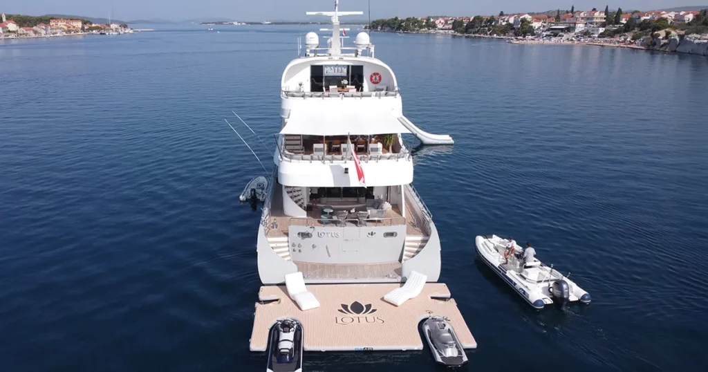 The FunAir custom Jet Ski Dock on charter superyacht Lotus