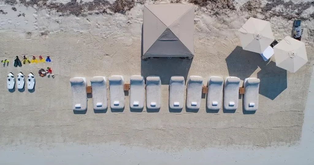 funair beach loungers as part of a superyacht beach set up