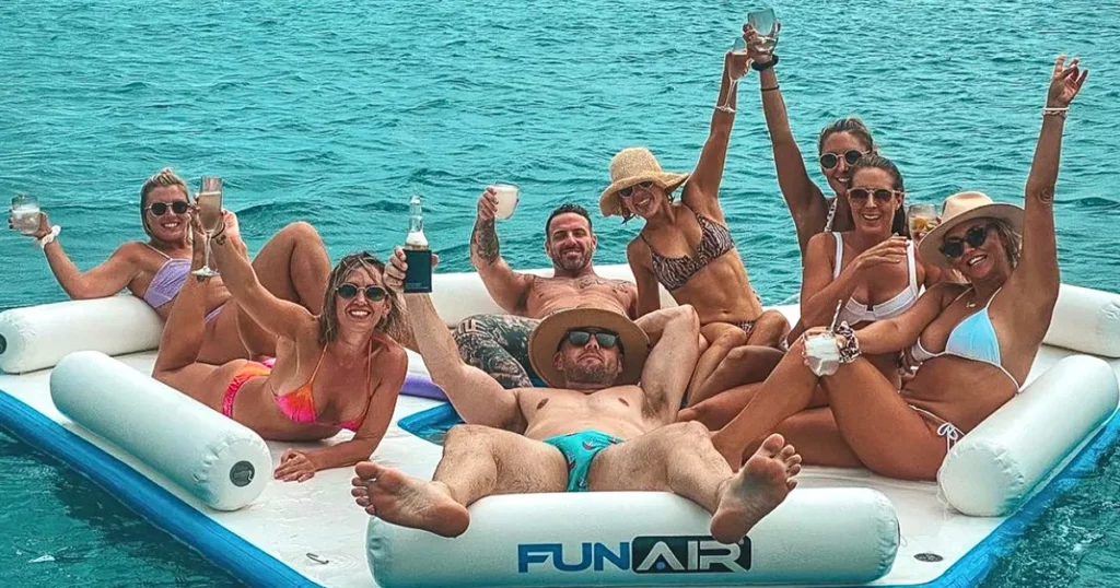 Charter guests from MY Alani on the FunAir Splash Island