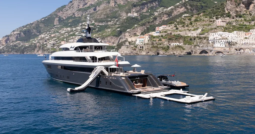 FunAir Inflatables set up on charter superyacht Loon in the Mediterranean