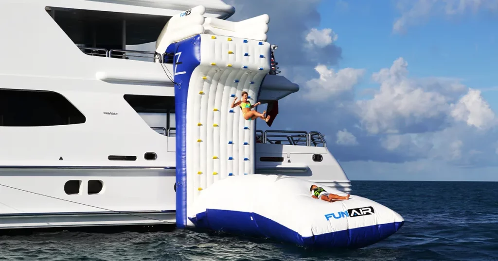 FunAir inflatable Climbing Wall and BigAir Blob on Superyacht Lazy Z