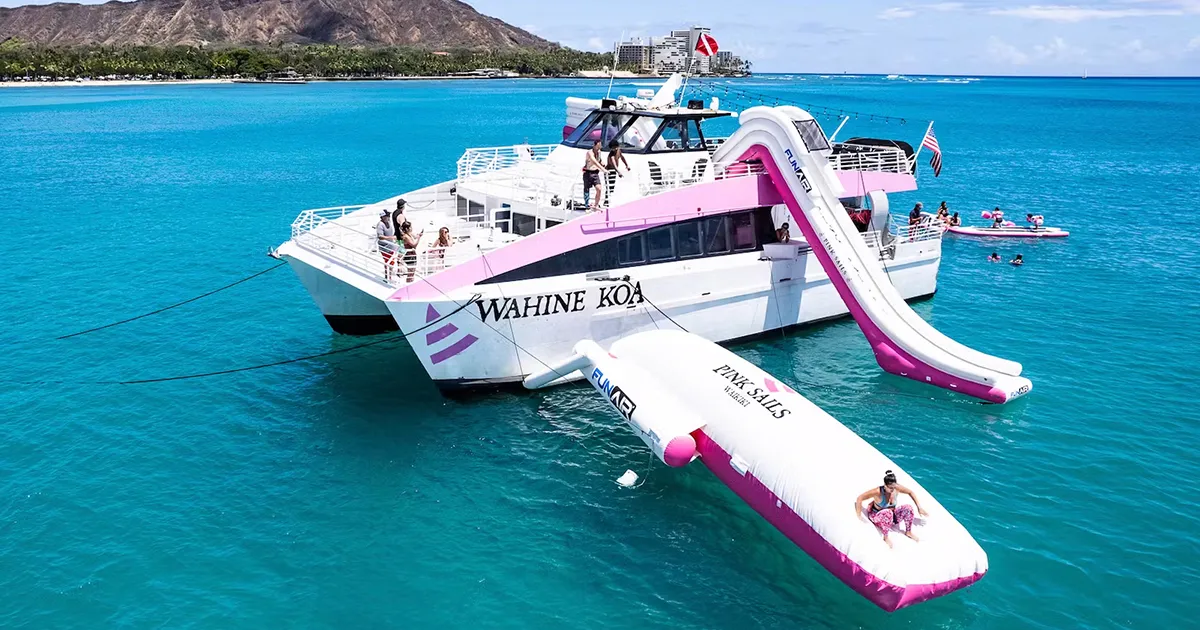 The FunAir Yacht Slide and Big Air Blob designed in a collaboration with MY Wahine Koa