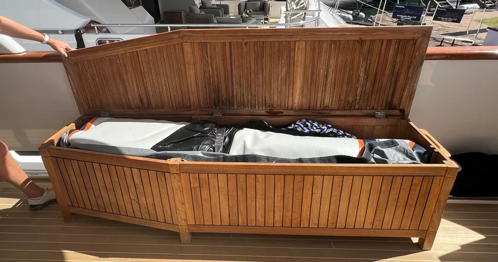 The FunAir superyacht Inflatable stowed on a charter superyacht