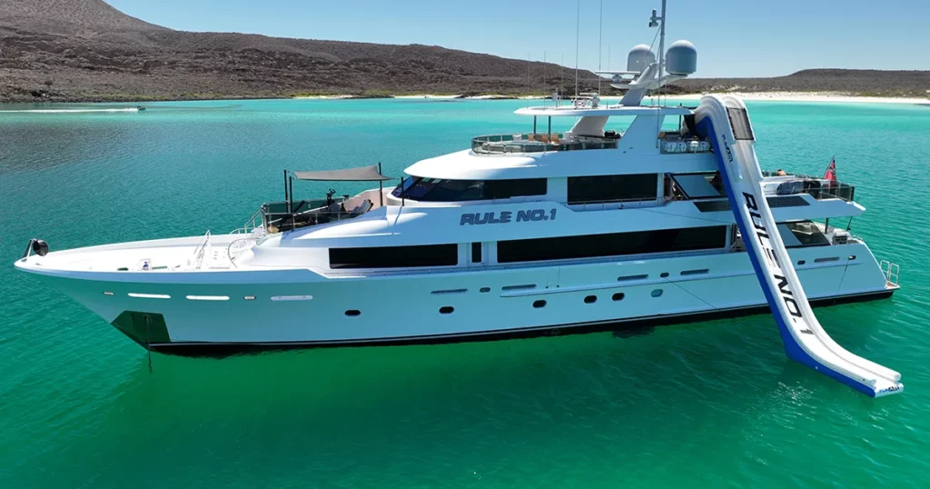 The custom FunAir yacht slide on MY Rule No 1