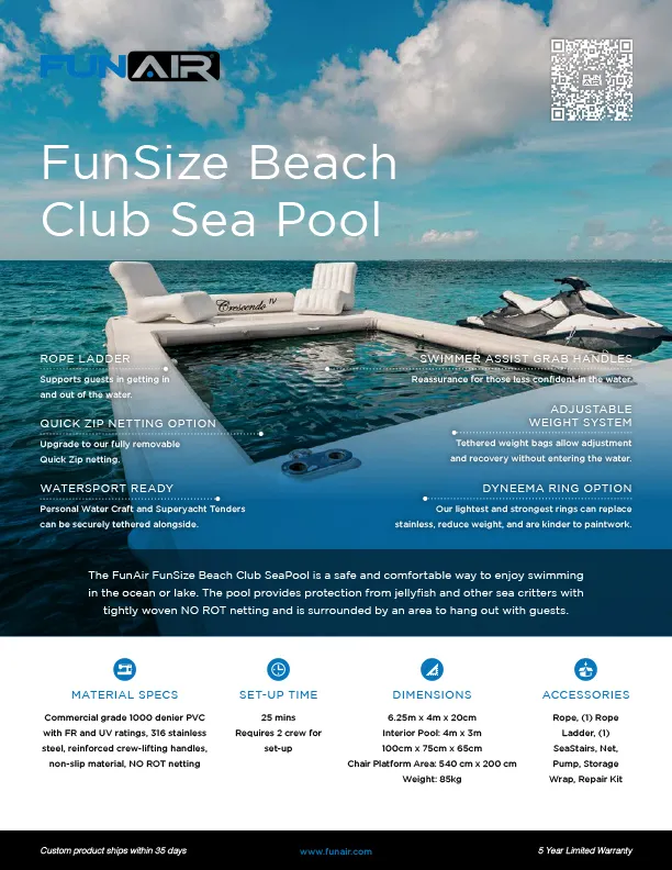 FunAir Funsize Beach Club Sea Pool Spec Sheet