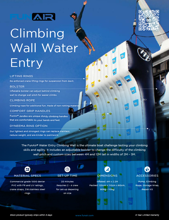 FunAir Climbing Wall Water Entry Spec Sheet