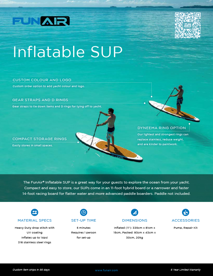 FunAir Inflatable SUP Spec Sheet