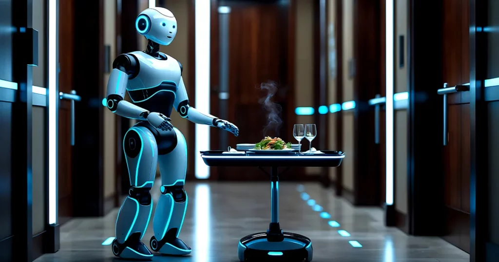humanoid robot serving dinner
