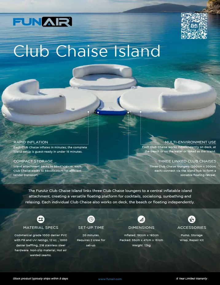 FunAir Club Chaise Island Spec Sheet