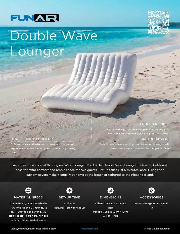 FunAir Double Wave Lounger Spec Sheet