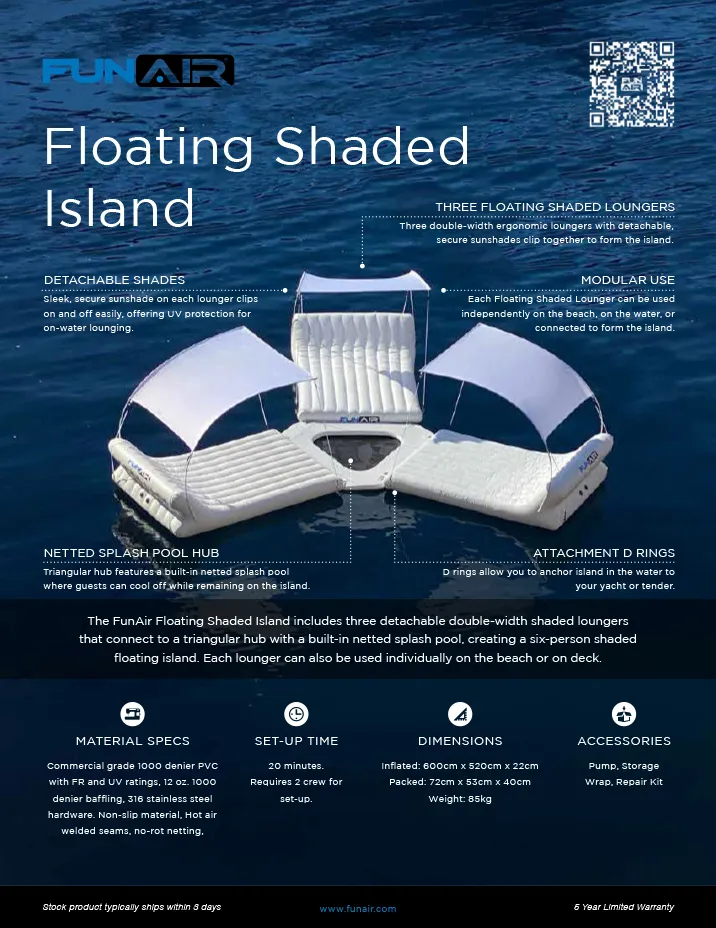 FunAir Floating Shaded Island Spec Sheet