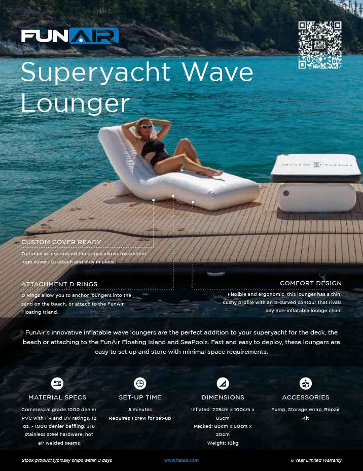 FunAir Wave Lounger Spec Sheet