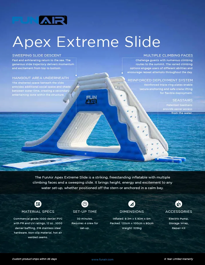FunAir Apex Extreme Slide Spec Sheet