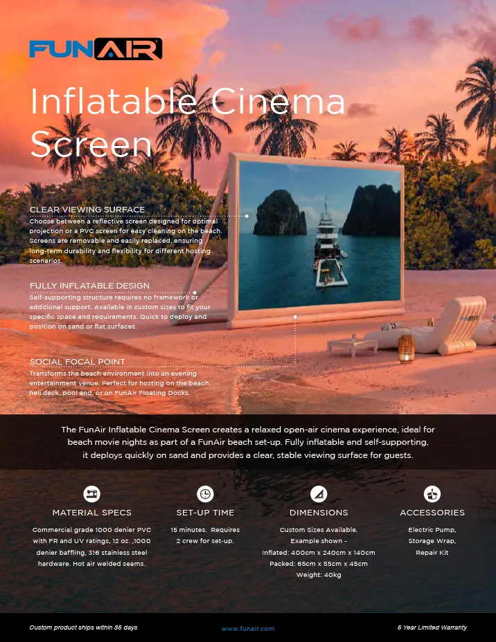 FunAir Inflatable Cinema Screen Spec Sheet