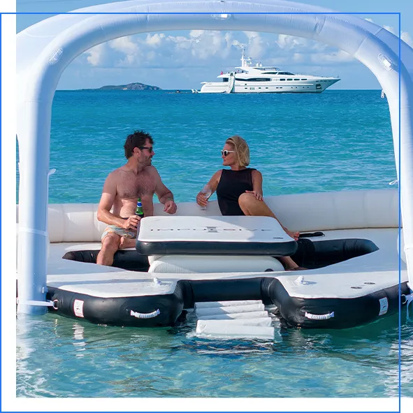 FunAir OAsis Table deployed on a FunAir Shaded Oasis