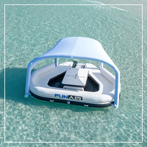 FunAir Oasis Table in a FunAir Shaded Oasis Floating Island