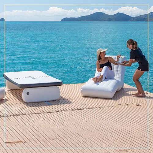 Oasis Table during service to a superyacht charter guest