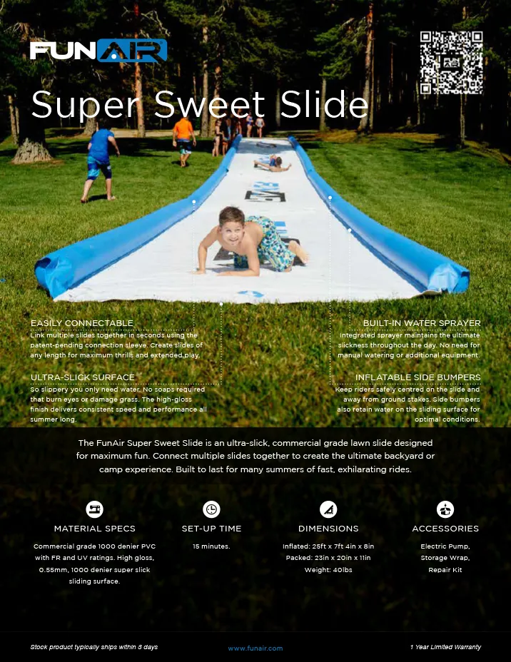 Super Sweet Slide Spec Sheet