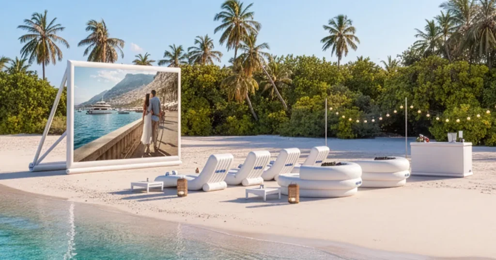 The FunAIr superyacht inflatable cinema screen
