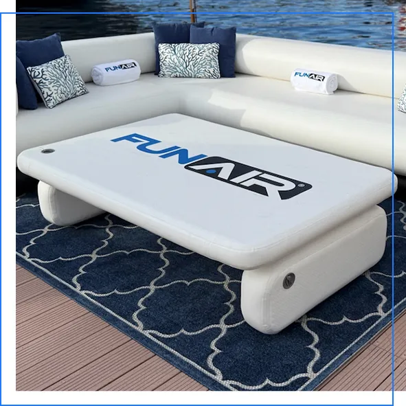 The FunAir Oasis Table in a beach furniture set up