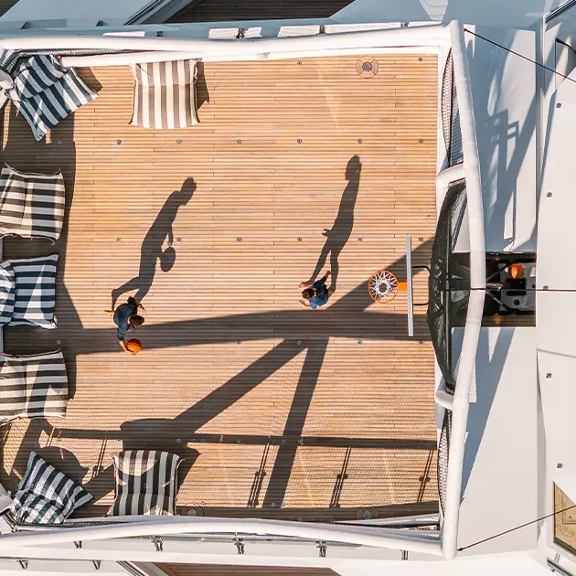 How much deck space does the Sports Court require