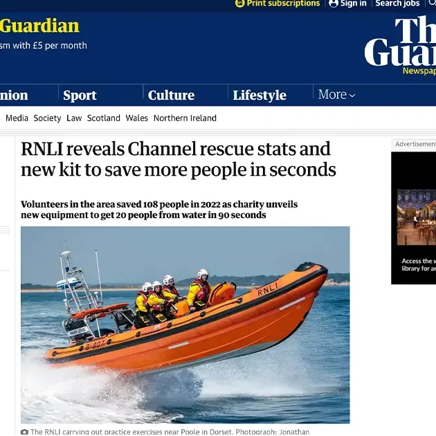 The Guardian_ RNLI Unveils Channel Rescue Statistics and New Lifesaving Equipment Designed and Manufactured by FunAir