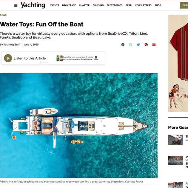 Yachting Magazine The FunAir Shaded Oasis superyacht inflatable